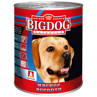 Зоогурман "BIG DOG" Мясное ассорти ж/б 850гр