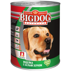 Зоогурман "BIG DOG" Индейка с белым зерном ж/б 850гр