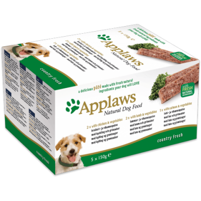 Applaws Набор для Собак "Курица, Ягненок, Лосось": 5шт.*150г ( Dog Pate MP Country Selection -Chicken, Lamb, Salmon) 6256CE-A.., 0,75 кг