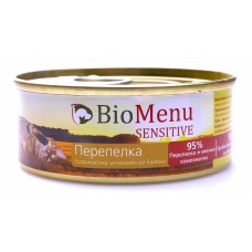 BioMenu SENSITIVE Консервы д/кошек мясной паштет с Перепелкой 95%-МЯСО 100гр*24