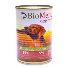 BioMenu SENSITIVE Консервы д/собак Индейка/Кролик 95%-МЯСО 100гр*24