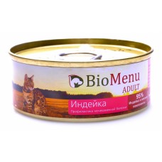 BioMenu ADULT Консервы д/кошек мясной паштет с Индейкой 95%-МЯСО 100гр*24