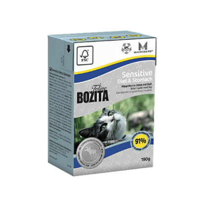 Bozita Кусочки в желе для кошек с чувств.пищеварением, с лосем , 0,19 кг