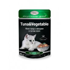 420930 ДЖИНА TUNA&VEGETABLE пауч д/кош.(филе тунца с овощами в густом соусе) 85гр*24