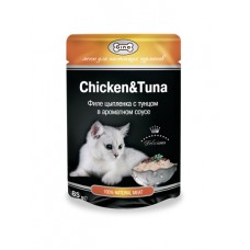 420947 ДЖИНА TUNA&CHICKEN пауч д/кош.(филе цыпленка с тунцом в соусе) 85гр*24