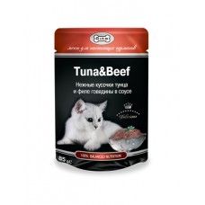 420954 ДЖИНА TUNA&BEEF пауч д/кош.(нежные кус.тунца и филе говядины в соусе) 85гр*24