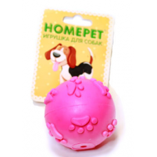 Homepet Игрушка для собак Мяч с рисунком лапки с пищалкой, термопластик 6см 70101, 0,059 кг