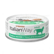 Italian Way Консервы Облегченные консервы для кошек с форелью и черникой (ITALIAN WAY WET CAT IDEAL WEIGHT TROUT/BLUEBERRY) UITWA16192, 0,08 кг