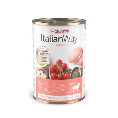 Italian Way Консервы Консервы для щенков мясное ассорти с томатами и рисом (ITALIAN WAY WET DOG JUNIOR) UITWA10480, 0,4 кг