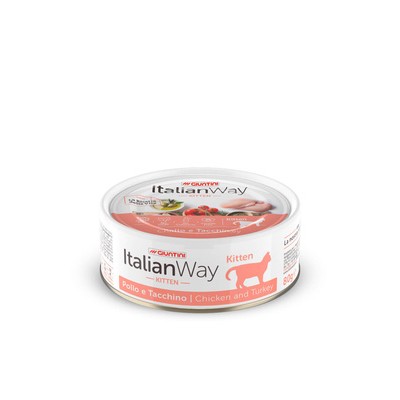 Italian Way Консервы Консервы для котят с курицей и индейкой (ITALIAN WAY WET CAT KITTEN CHICKEN/TURKEY) UITWA01192, 0,08 кг