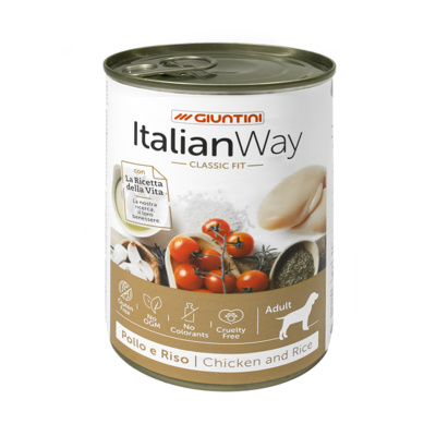 Italian Way Консервы Консервы для собак с курицей,томатами и рисом (ITALIAN WAY CLASSIC CHICKEN/RICE) UITWA13480, 0,4 кг