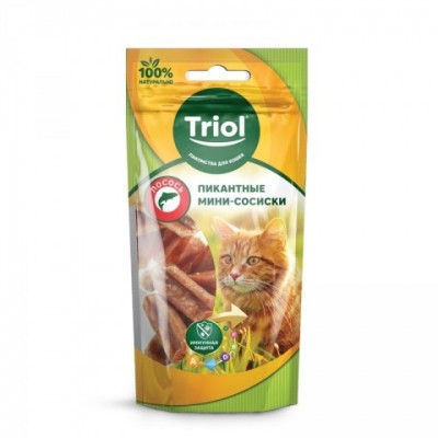Triol (лакомства) Пикантные мини-сосиски из лосося для кошек, 50г 20171006, 0,05 кг