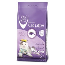 Van Cat Комкующийся наполнитель без пыли с ароматом Лаванды, пакет (Lavender), 5 кг